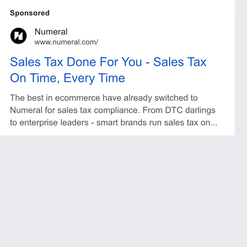 An ad Numeral is running
