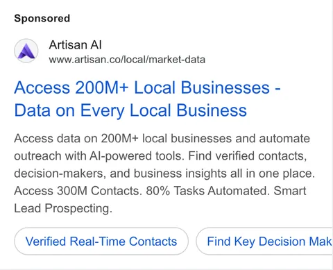 An ad Artisan is running