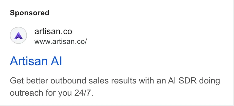 An ad Artisan is running