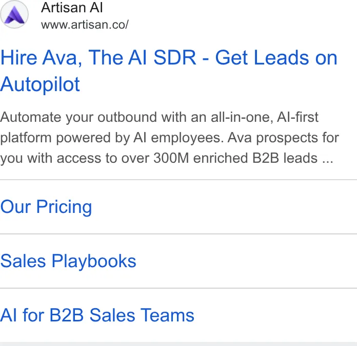 An ad Artisan is running