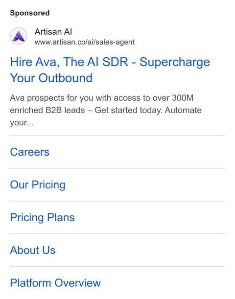 An ad Artisan is running