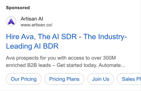 An ad Artisan is running