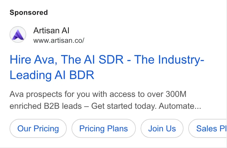 An ad Artisan is running