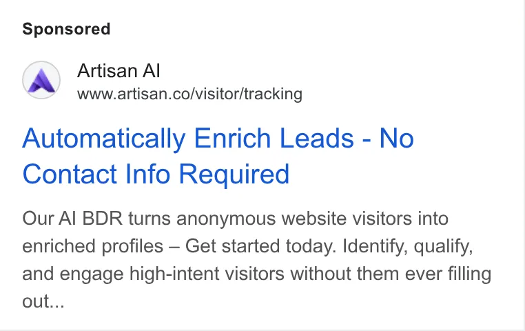 An ad Artisan is running
