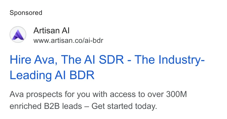 An ad Artisan is running
