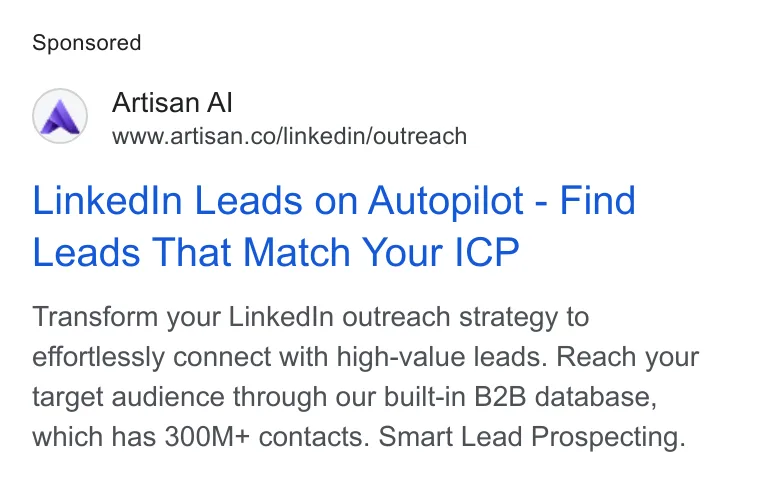 An ad Artisan is running