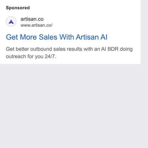 An ad Artisan is running