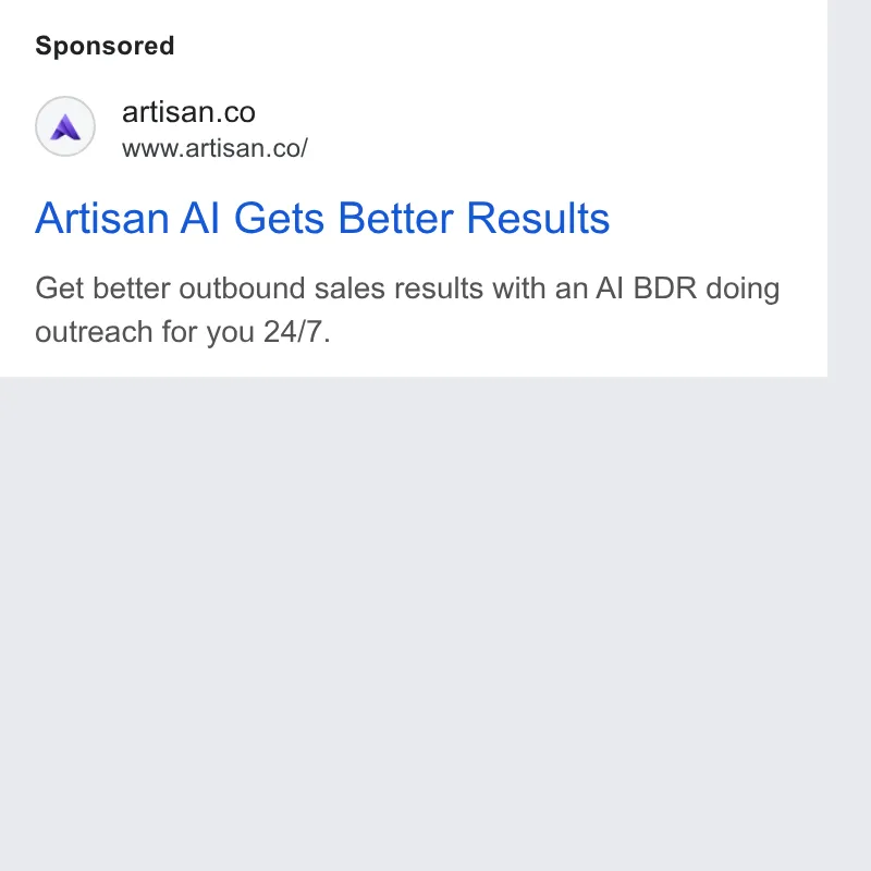 An ad Artisan is running