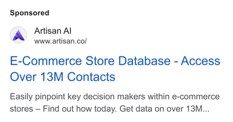 An ad Artisan is running
