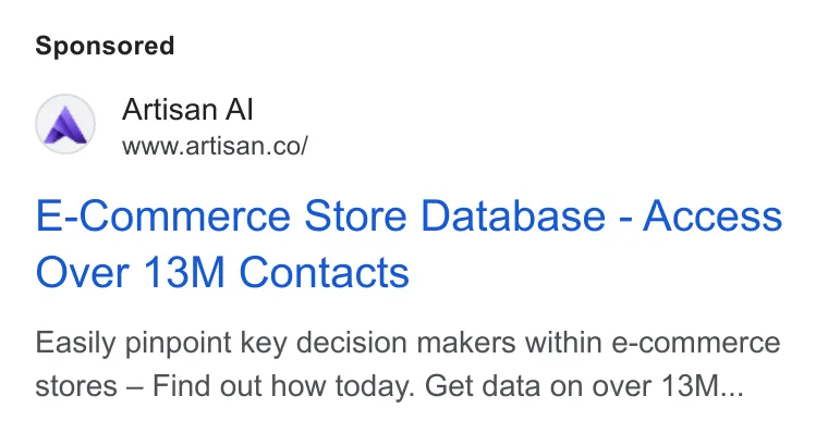 An ad Artisan is running