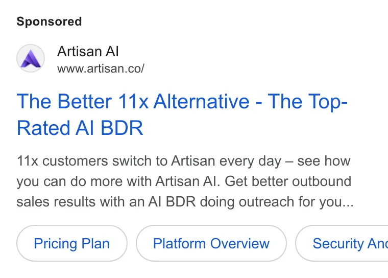 An ad Artisan is running