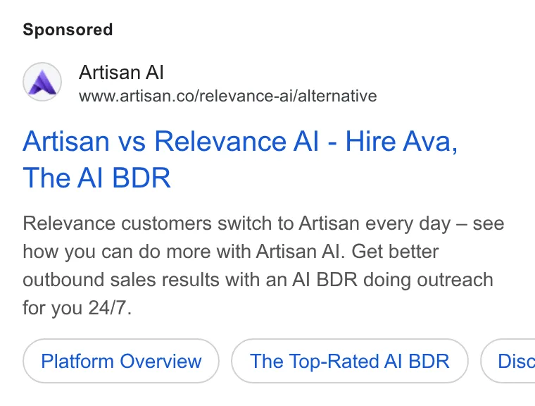 An ad Artisan is running