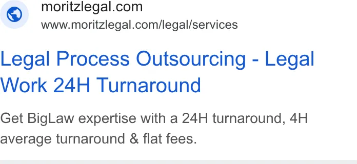 An ad Moritzlegal is running