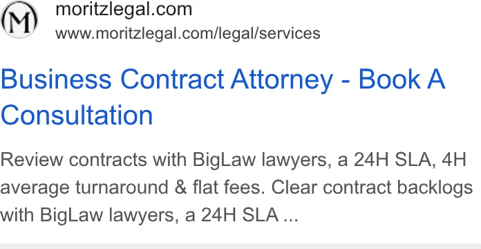 An ad Moritzlegal is running