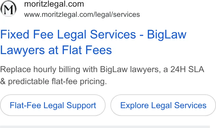 An ad Moritzlegal is running