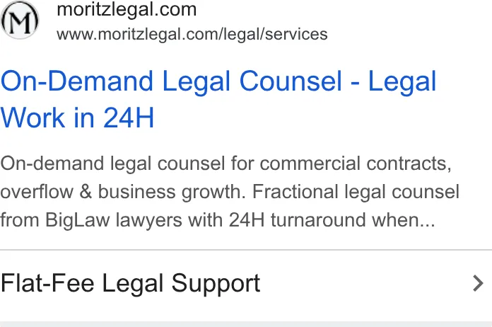 An ad Moritzlegal is running