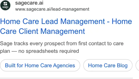An ad Sage Care is running