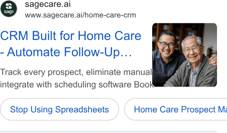 An ad Sage Care is running