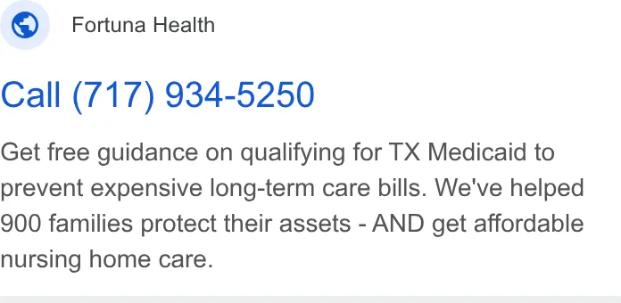 An ad Fortuna Health is running