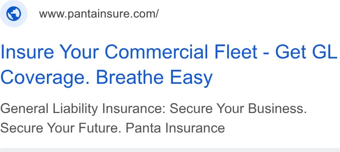 An ad Pantainsure is running