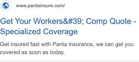 An ad Pantainsure is running