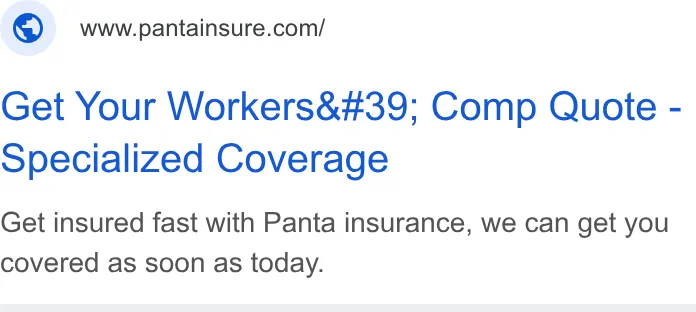 An ad Pantainsure is running