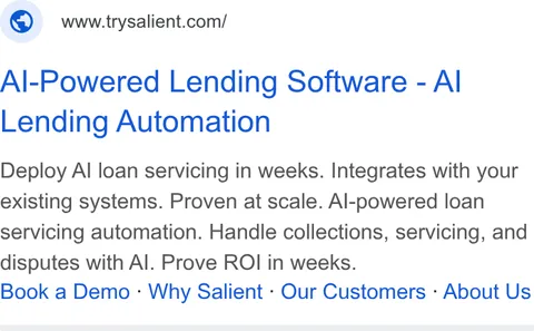 An ad Salient is running