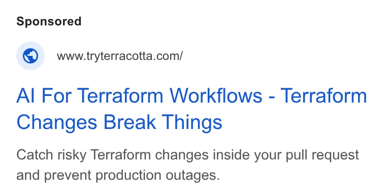 An ad Terracotta AI is running