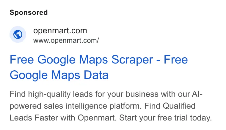 An ad Openmart is running