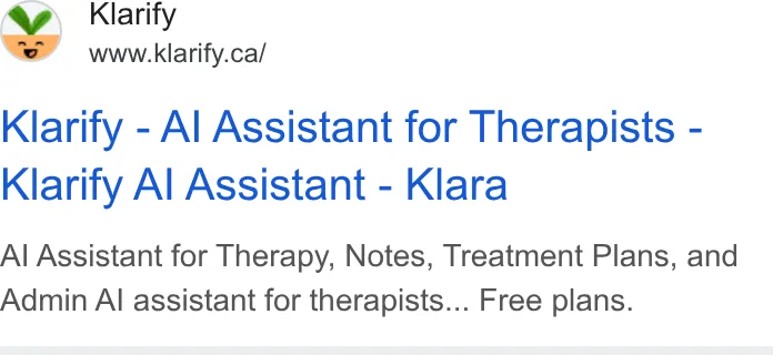 An ad Klarify is running