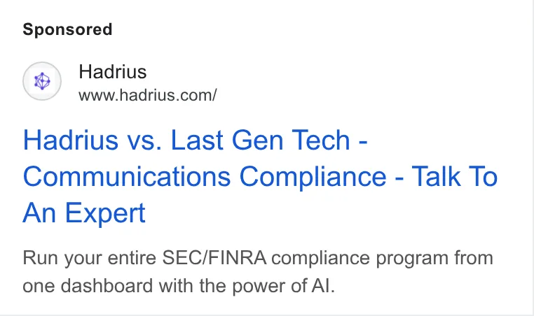 An ad Hadrius is running