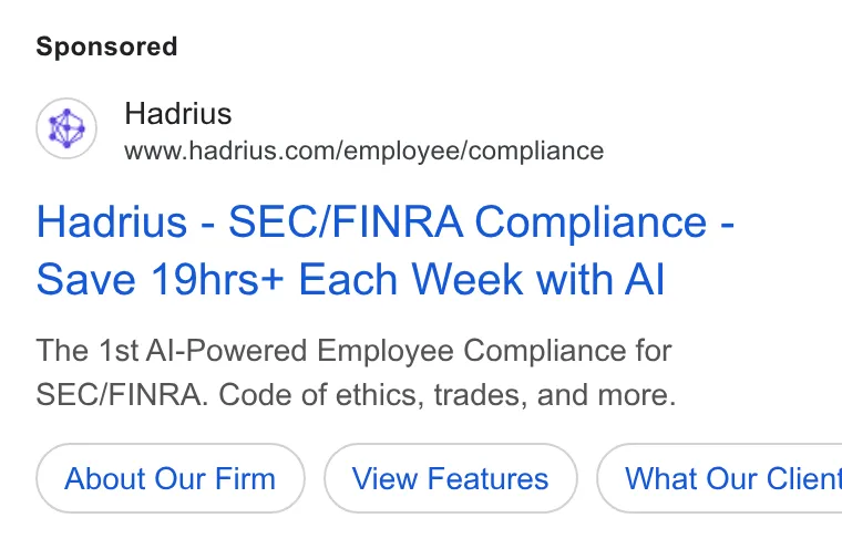 An ad Hadrius is running