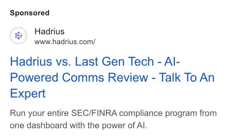 An ad Hadrius is running