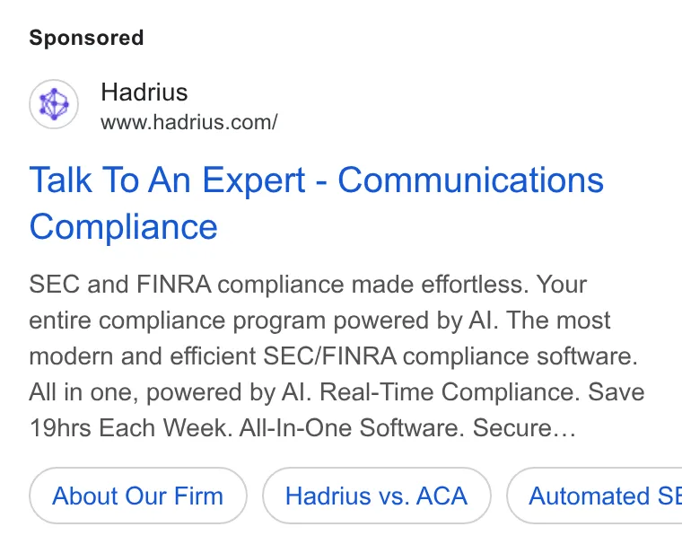 An ad Hadrius is running