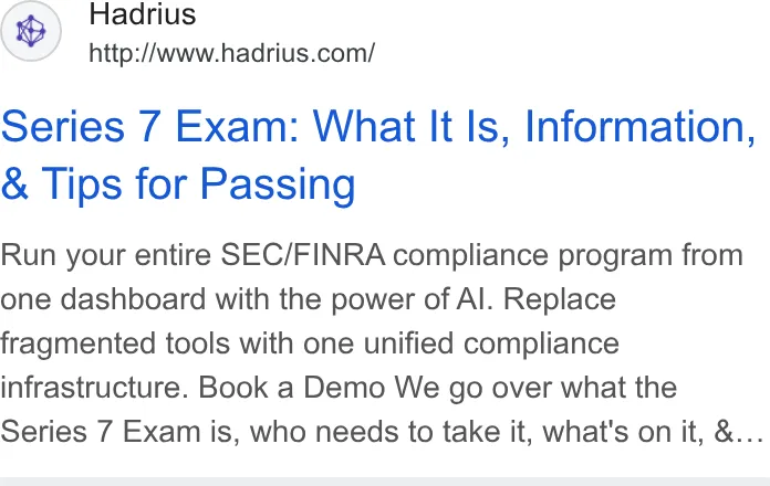 An ad Hadrius is running