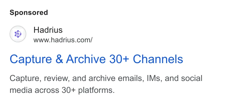 An ad Hadrius is running