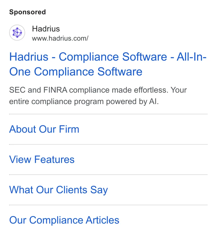 An ad Hadrius is running