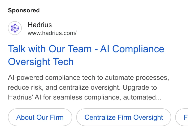 An ad Hadrius is running