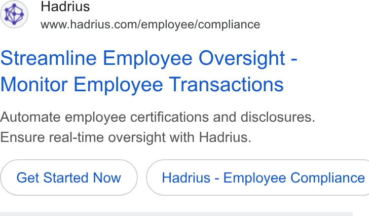 An ad Hadrius is running