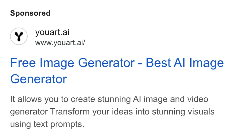 An ad YouArt is running