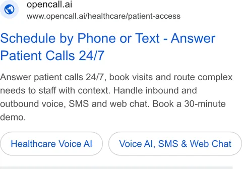 An ad OpenCall AI is running