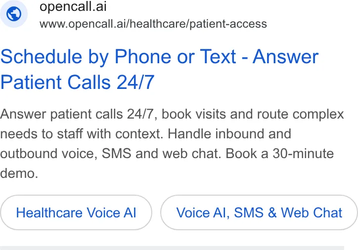 An ad OpenCall AI is running