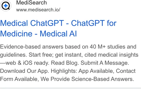 An ad MediSearch is running