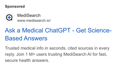 An ad MediSearch is running