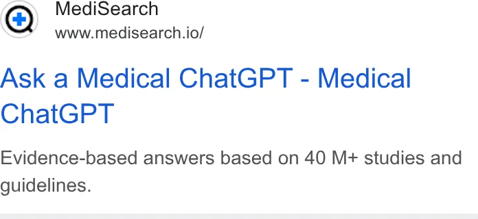An ad MediSearch is running