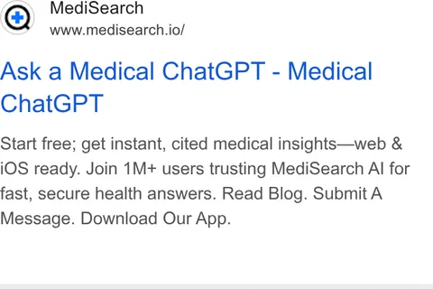 An ad MediSearch is running