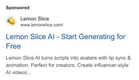 An ad LemonSlice is running