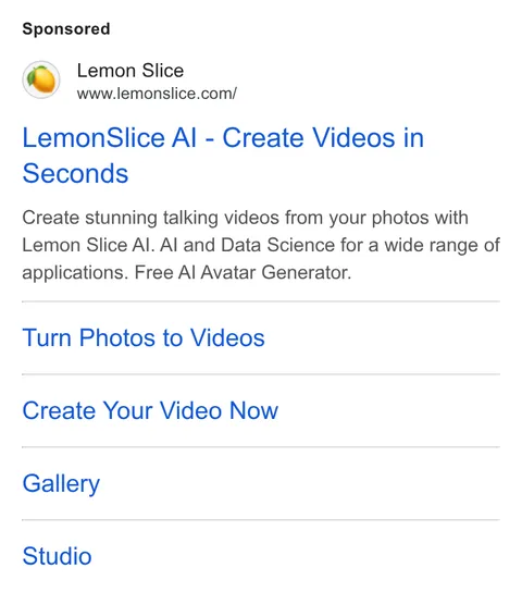 An ad LemonSlice is running