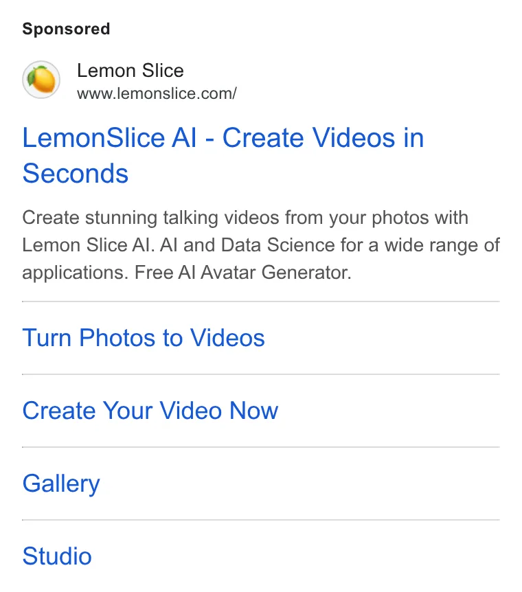 An ad LemonSlice is running