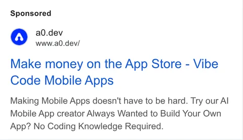 An ad a0.dev is running